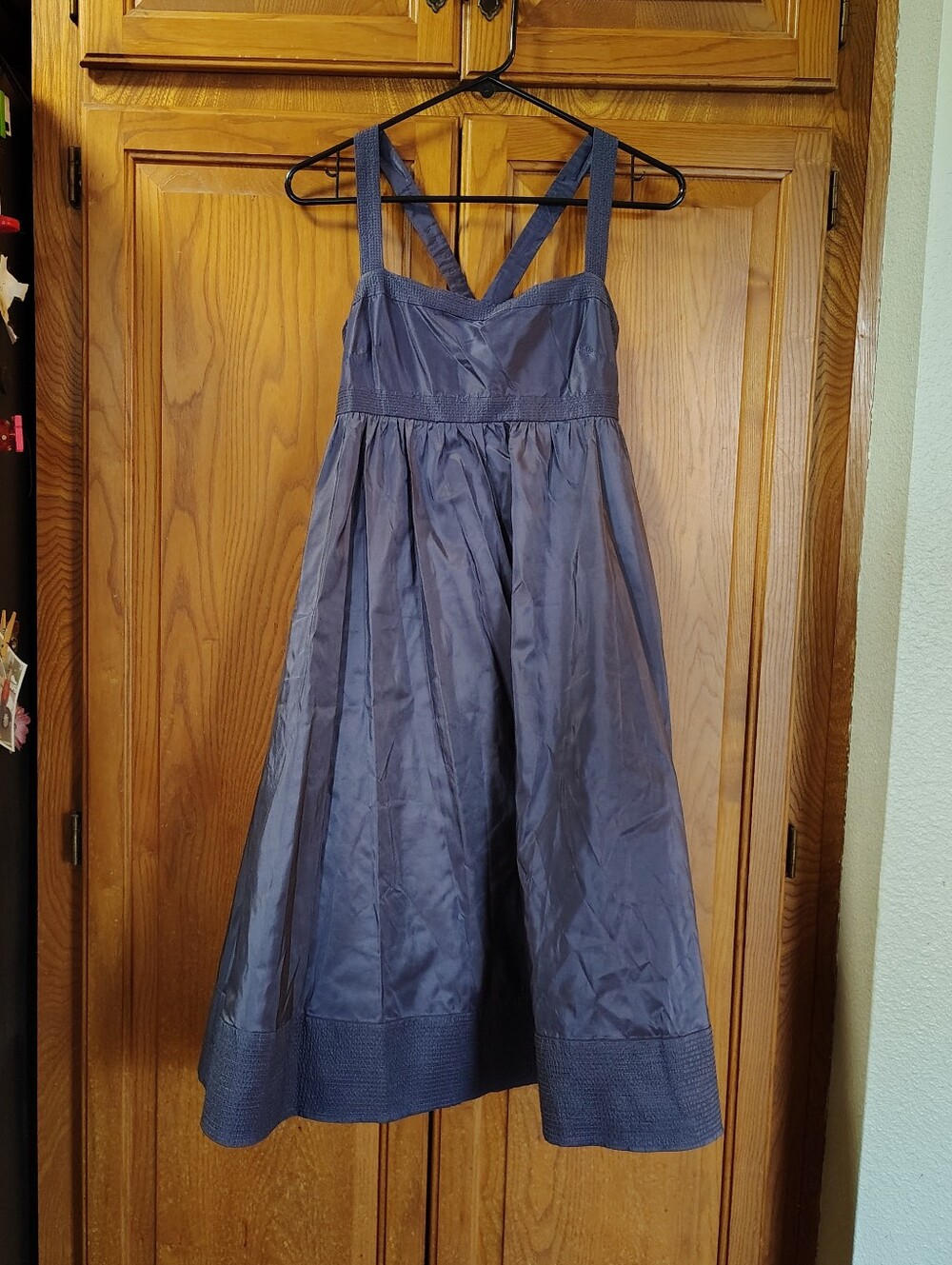 J. Crew Silk Tafetta Doll Dress Navy Sleeveless Cross Back A-line Tulle Sz 6